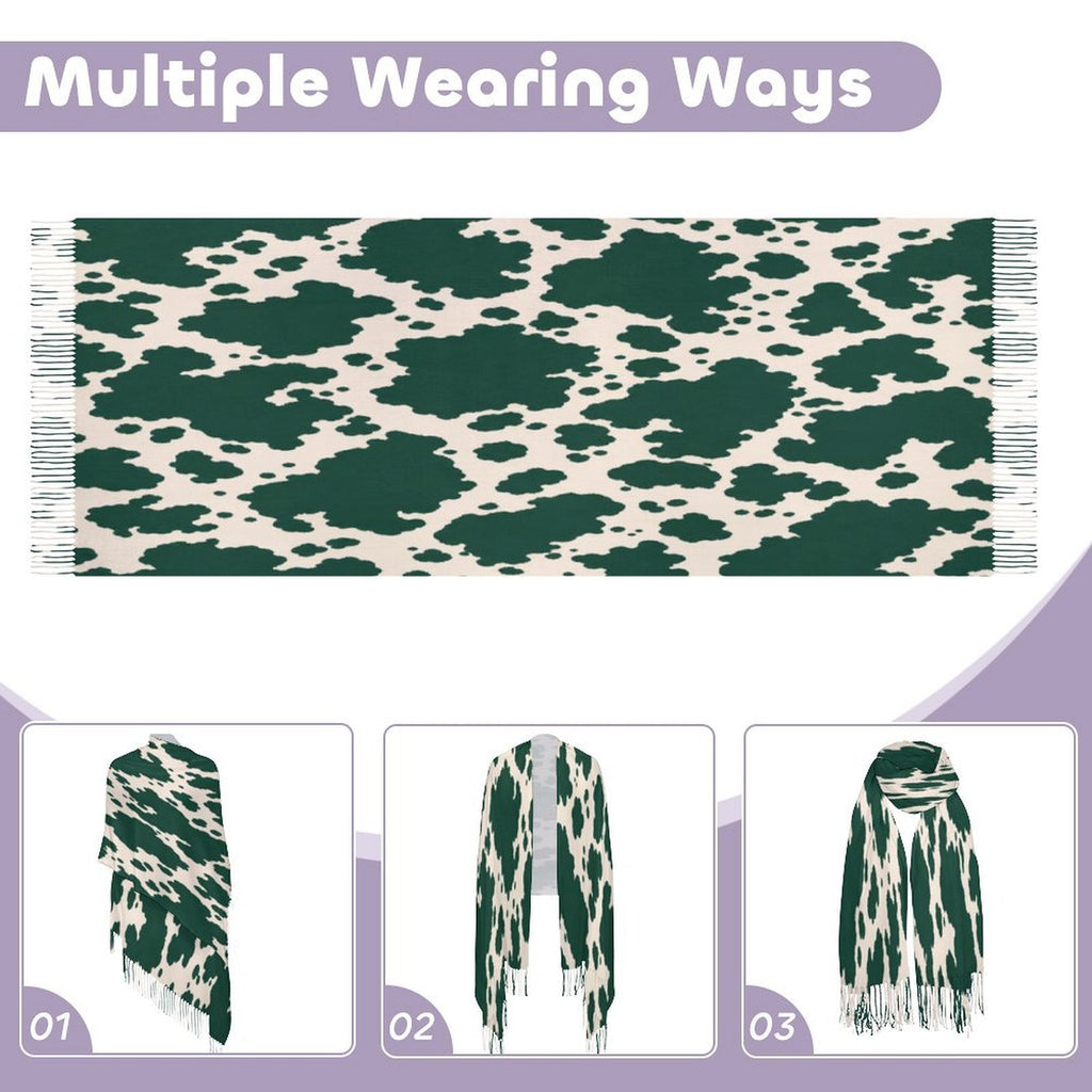 Rich and Rich Emerald Ranch Chic Women’s Tassel Scarf | Soft Designer Imitation Cashmere Wrap