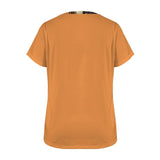 Women's orange crewneck T-shirt with Black Excellence graphic print — rear view