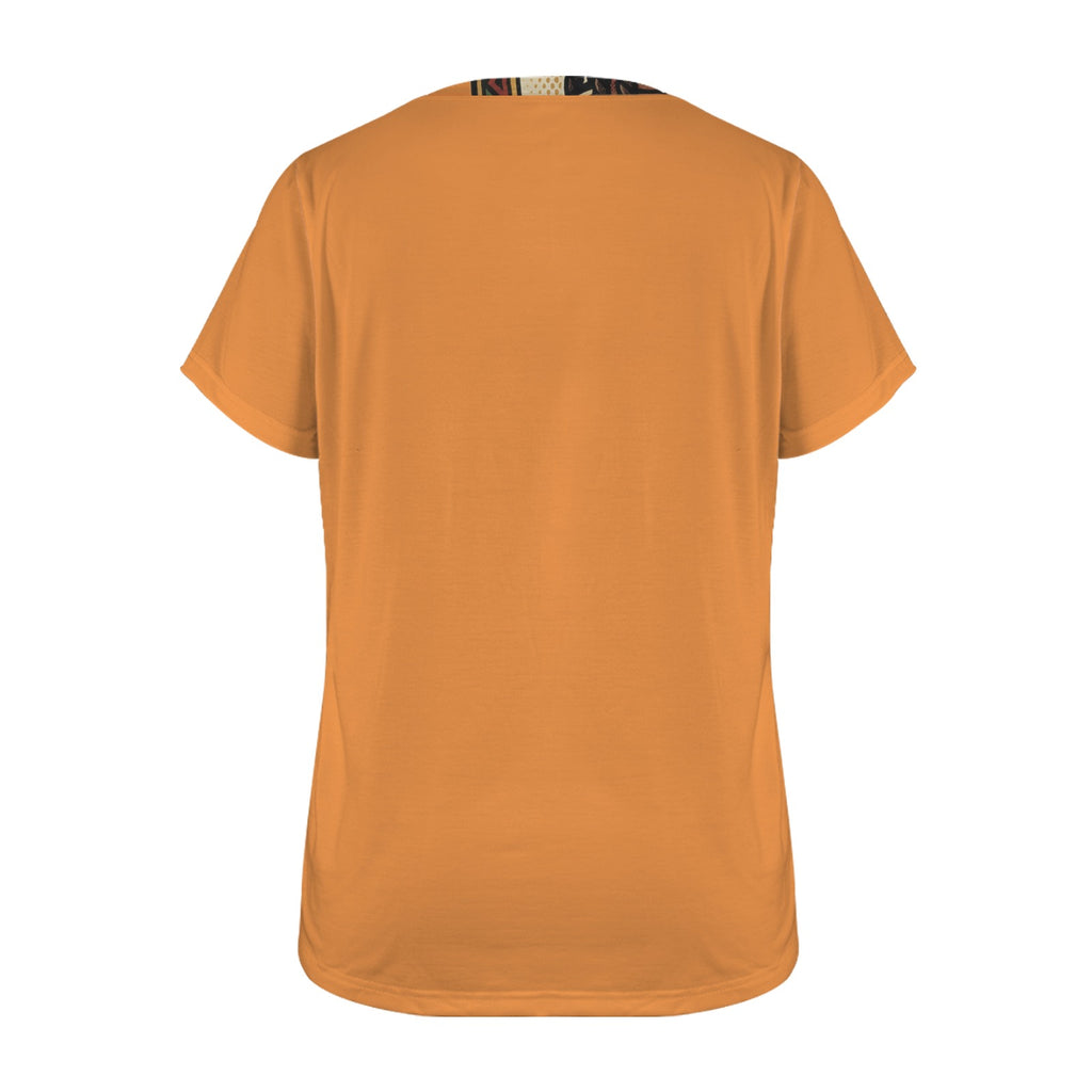 Rich and Rich Black Excellence Women’s Orange T-Shirt | All-Over Print Crewneck Short Sleeve Tee