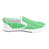 Men's green pinstripe canvas slip-on sneakers with elastic goring and rubber outsole — additional view 9