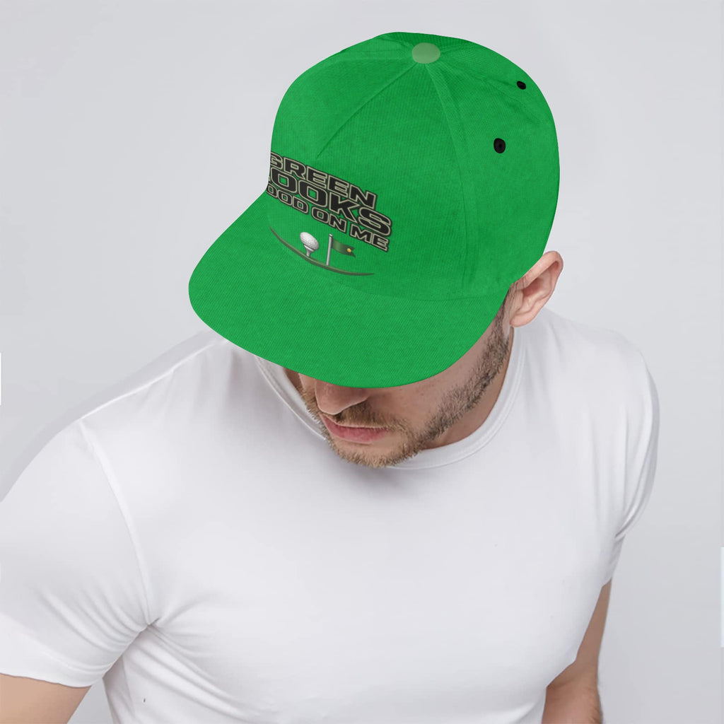 Rich and Rich Unisex Green Golfing Snapback Hat | All-Over Print Adjustable Flat Brim Cap