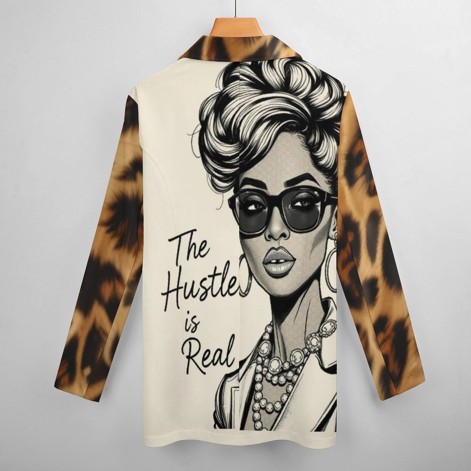 Rich and Rich Brown Animal Print Caricature Women's Pants Suit