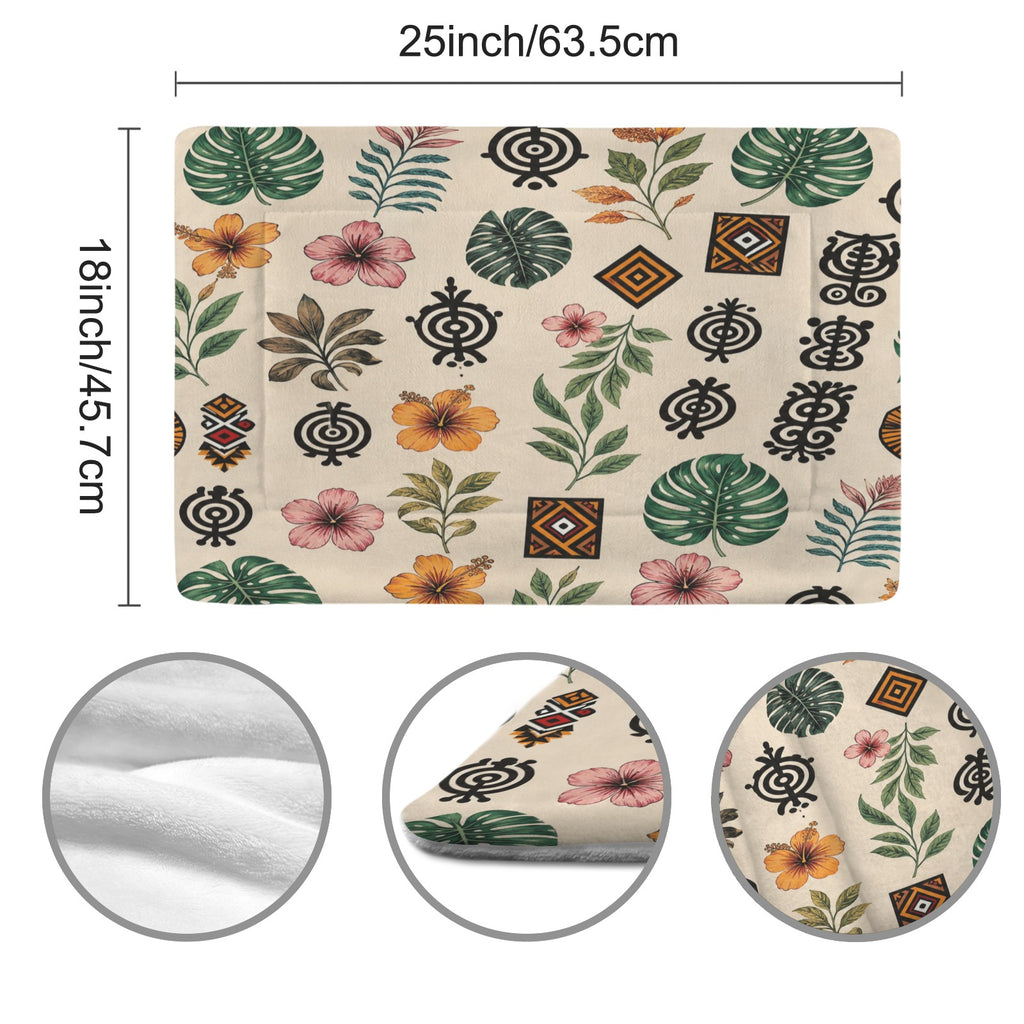 Rich and Rich Tropical Tribal Print with Geometric Motifs Pet Mat – 25 × 18 Inch | Soft Washable Pet Feeding and Resting Mat (USA) - Rich and Rich Homeopportunities