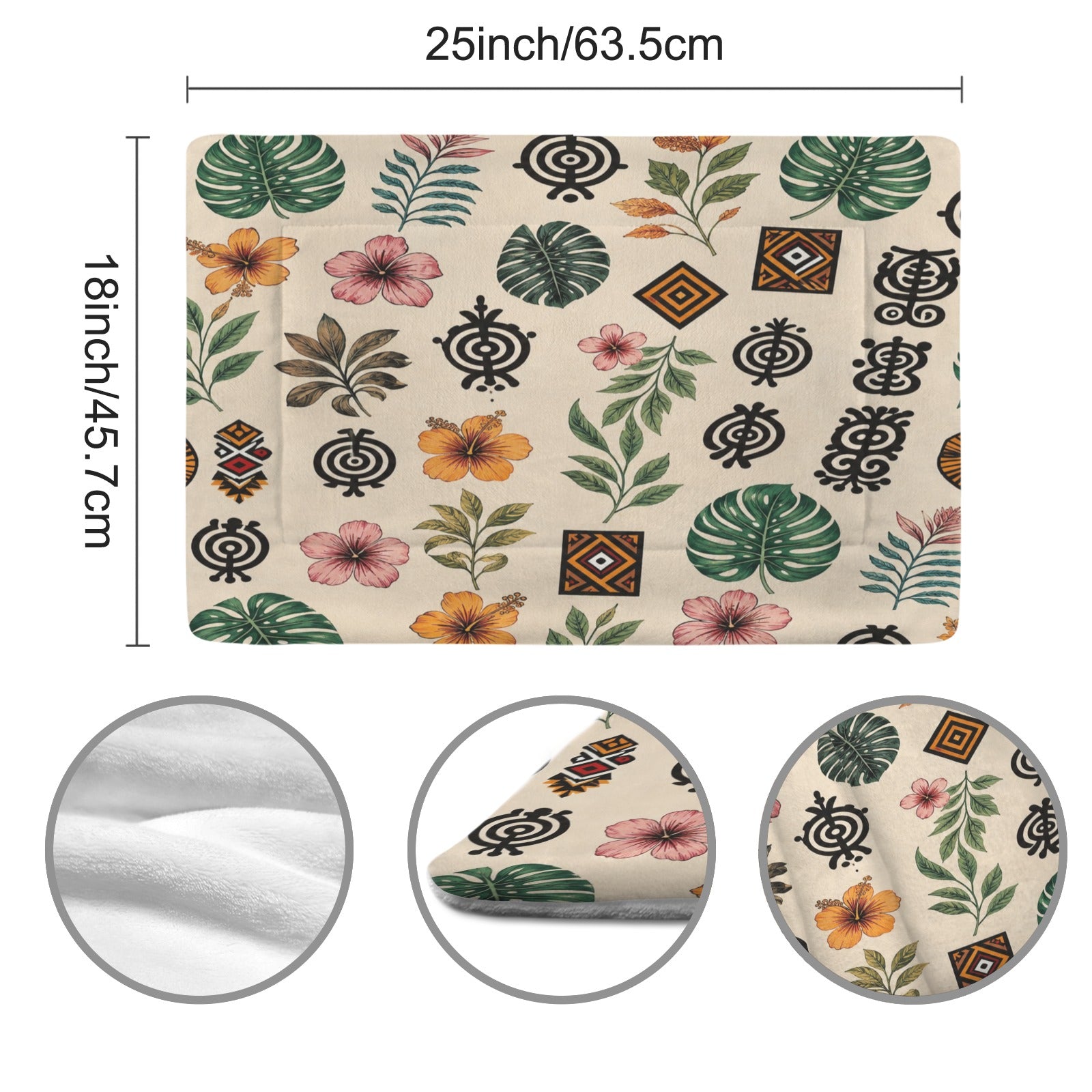 Rich and Rich Tropical Tribal Print with Geometric Motifs Pet Mat – 25 × 18 Inch | Soft Washable Pet Feeding and Resting Mat (USA) - Rich and Rich Homeopportunities
