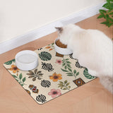 Beige personalized pet feeding mat with absorbent surface and non-slip rubber backing — additional view 7