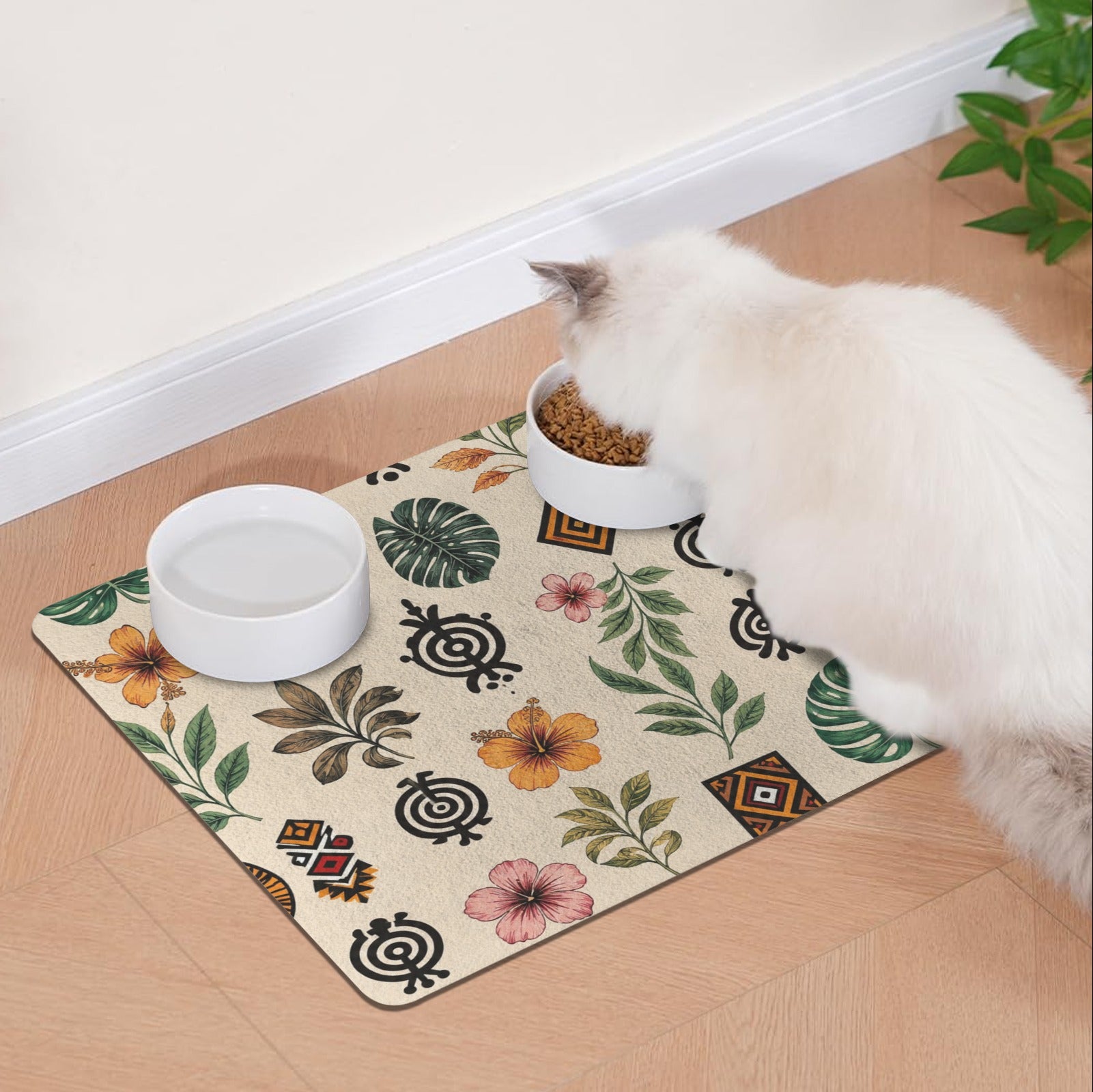 Rich & Rich Personalized Pet Beige Feeding Mat – Custom Absorbent Non-Slip Pet Food & Water Mat (USA) - Rich and Rich Homeopportunities