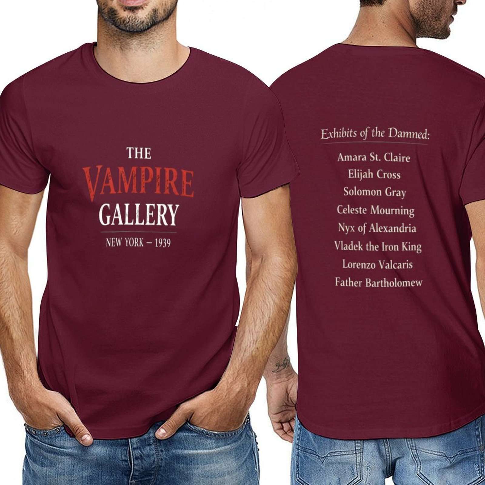 Men's short-sleeve T-shirt from The Vampire Gallery with printed design — additional view 12