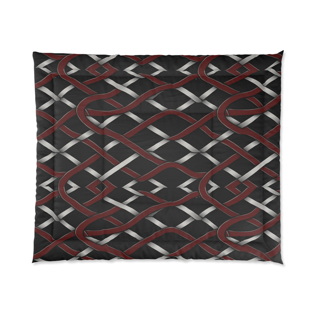 Rich and Rich Red and Gray Modern Geometric Comforter on bed in stylish bedroom