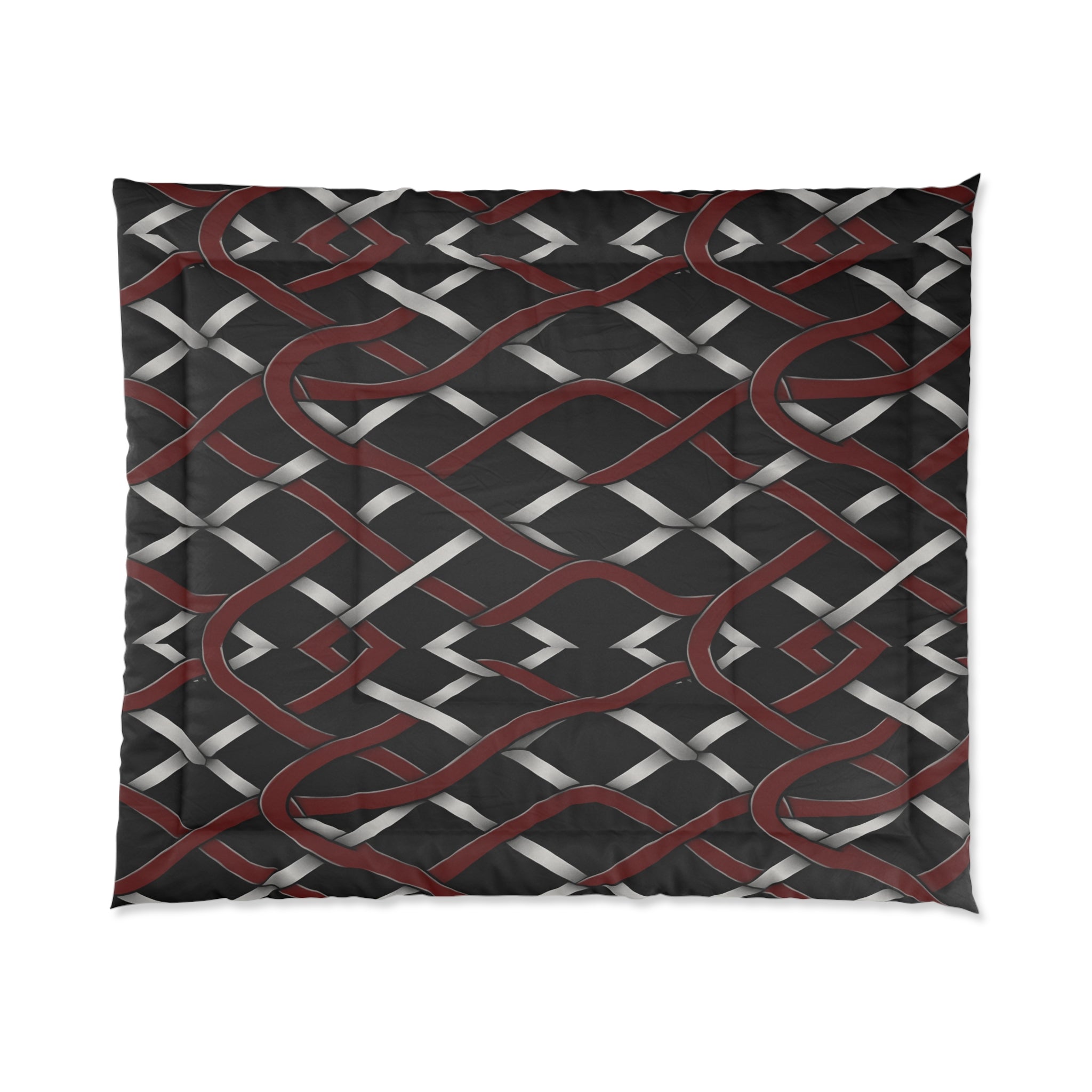 Rich and Rich Red and Gray Modern Geometric Comforter on bed in stylish bedroom