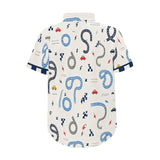 Beige and blue boys' short-sleeve shirt with cars motif and self-fabric cuff detail — additional view 8