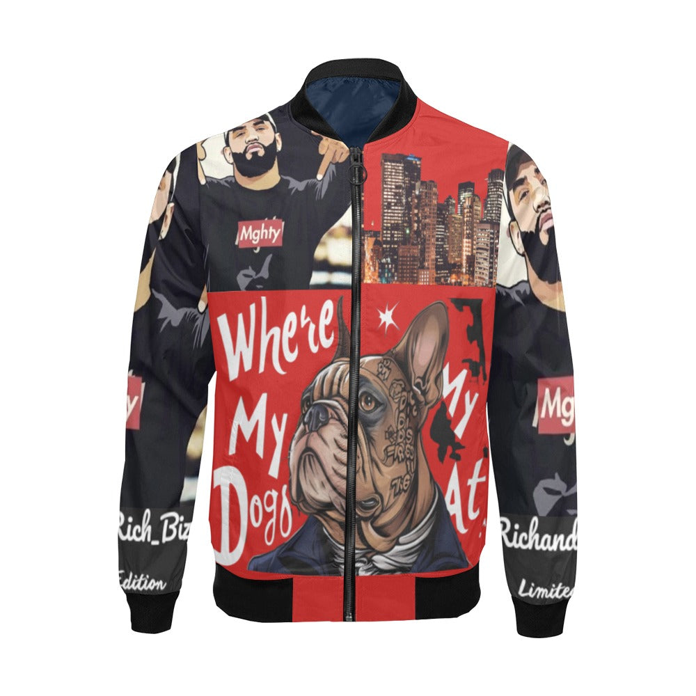 Rich and Rich Graphic Unisex Bomber Red Caricature Jacket