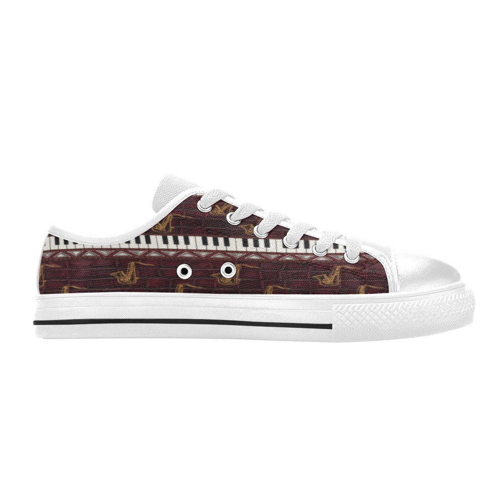 Rich and Rich Men’s Burgundy Piano/Saxophone Low-Top Sneakers