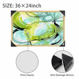 Teal water-inspired abstract canvas art in a natural wood frame, 36x24 inch — product detail