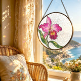Rich and Rich WanderGlow Amazonian Orchid Stained Glass Suncatcher  11.8inch