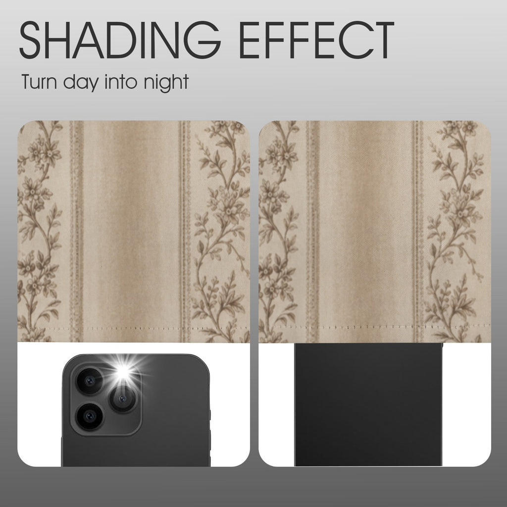 Rich and Rich beige floral blackout curtain light blocking test