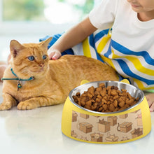Load image into Gallery viewer, Rich and Rich Cat In The Box Yellow Pet Bowl – Custom Stainless Steel Dog and Cat Food Bowl (USA)
