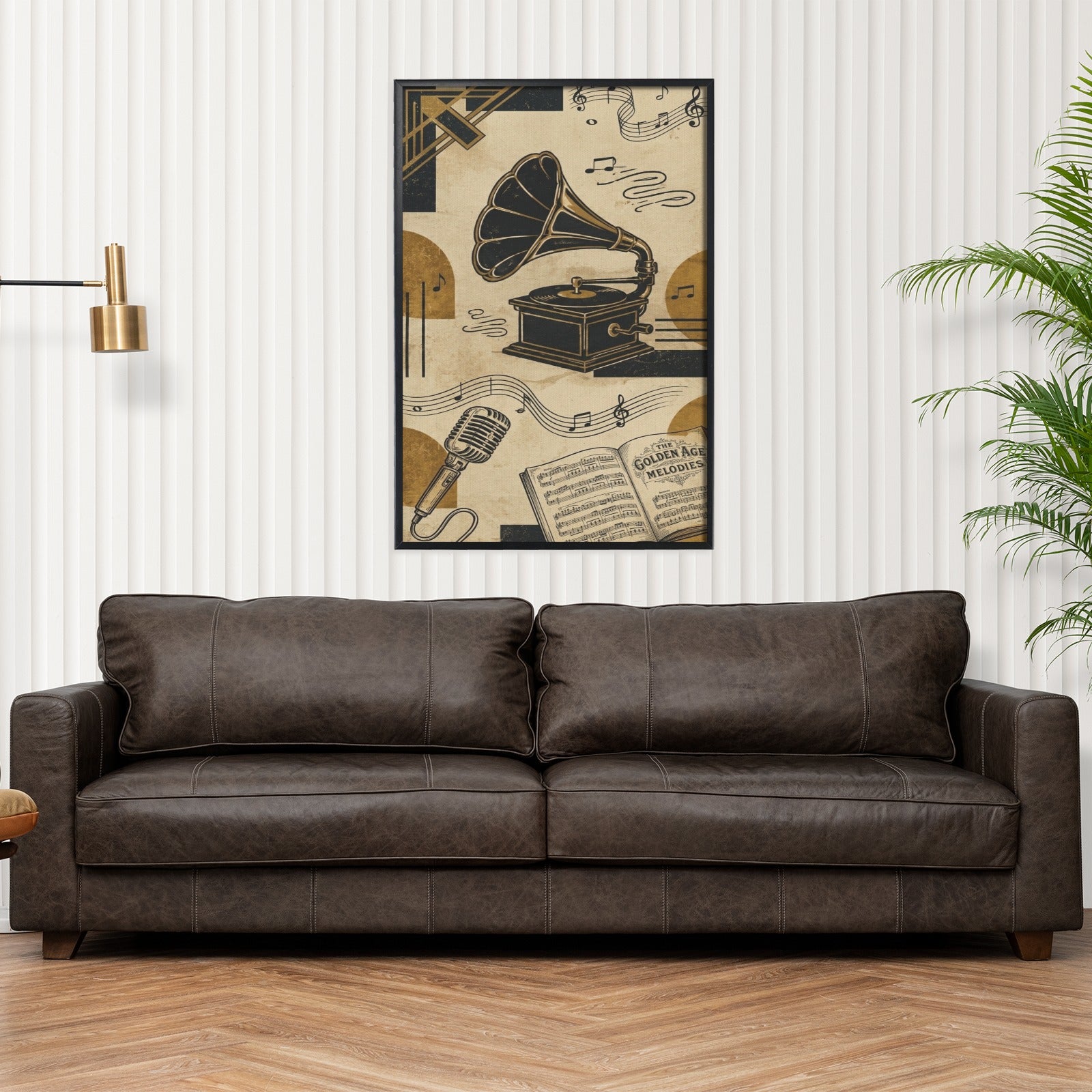 Rich & Rich Golden Melodies Wall Art Black Framed Canvas Print 24×36 Inch | Luxury Music-Inspired Home Décor - Rich and Rich Homeopportunities