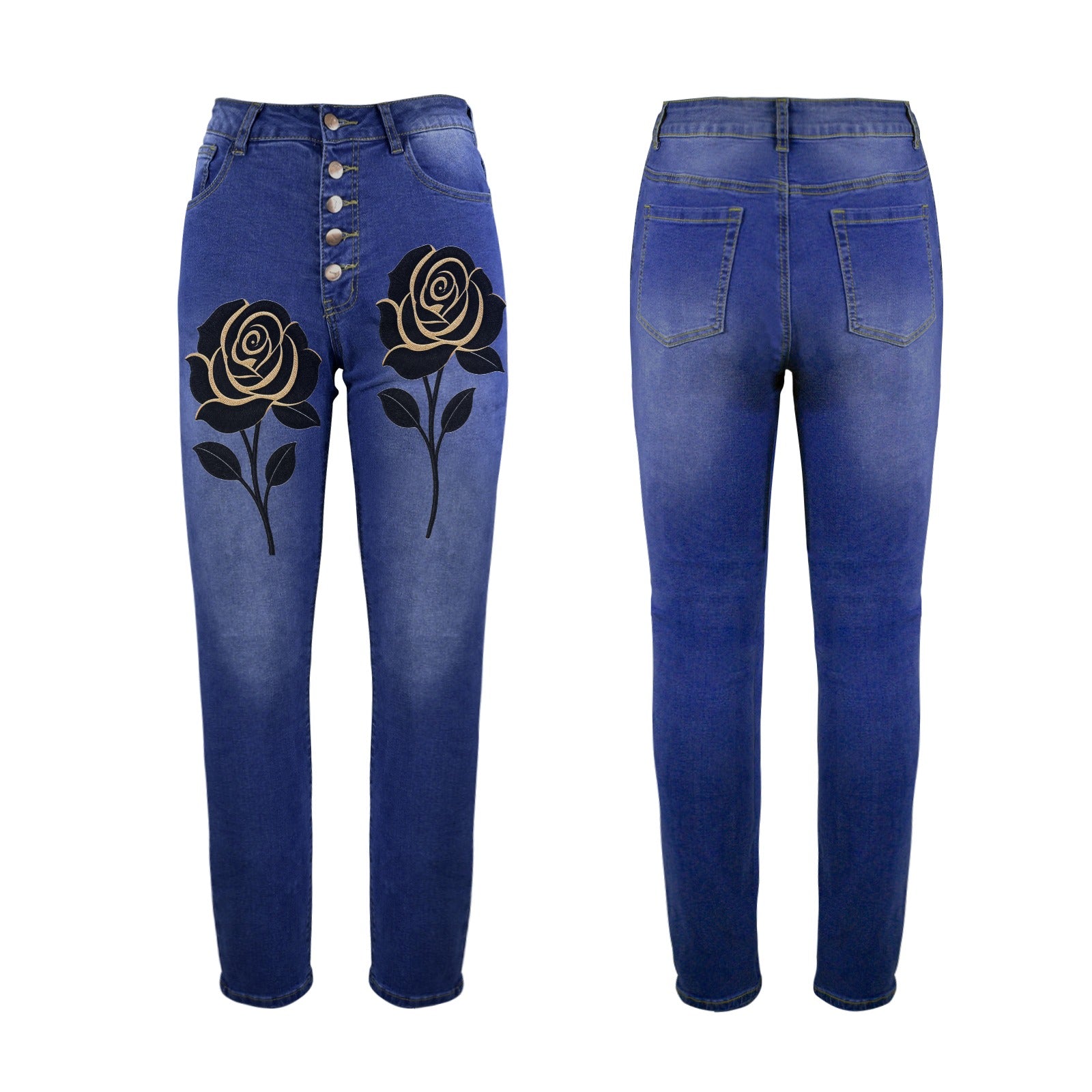 Rich and Rich Black Gold Women's Button Front Jeans