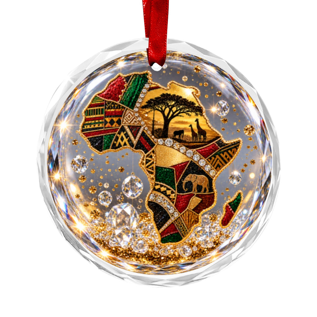 Rich and Rich Bling Christmas Africa Round Crystal Glass Ornament