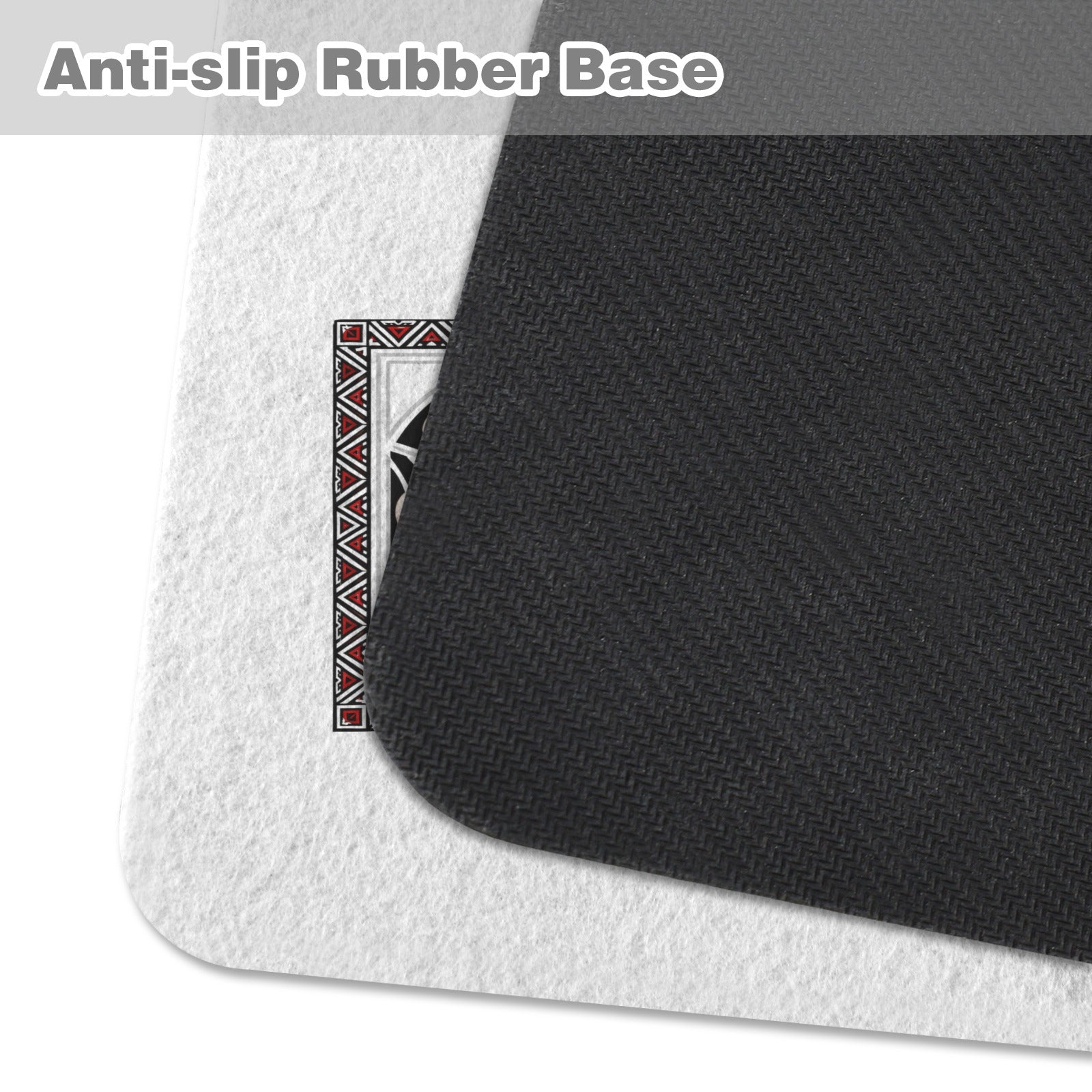 Rectangular Tribal pet feeding mat with absorbent top and non-slip rubber backing, 40 by 30 cm — side view