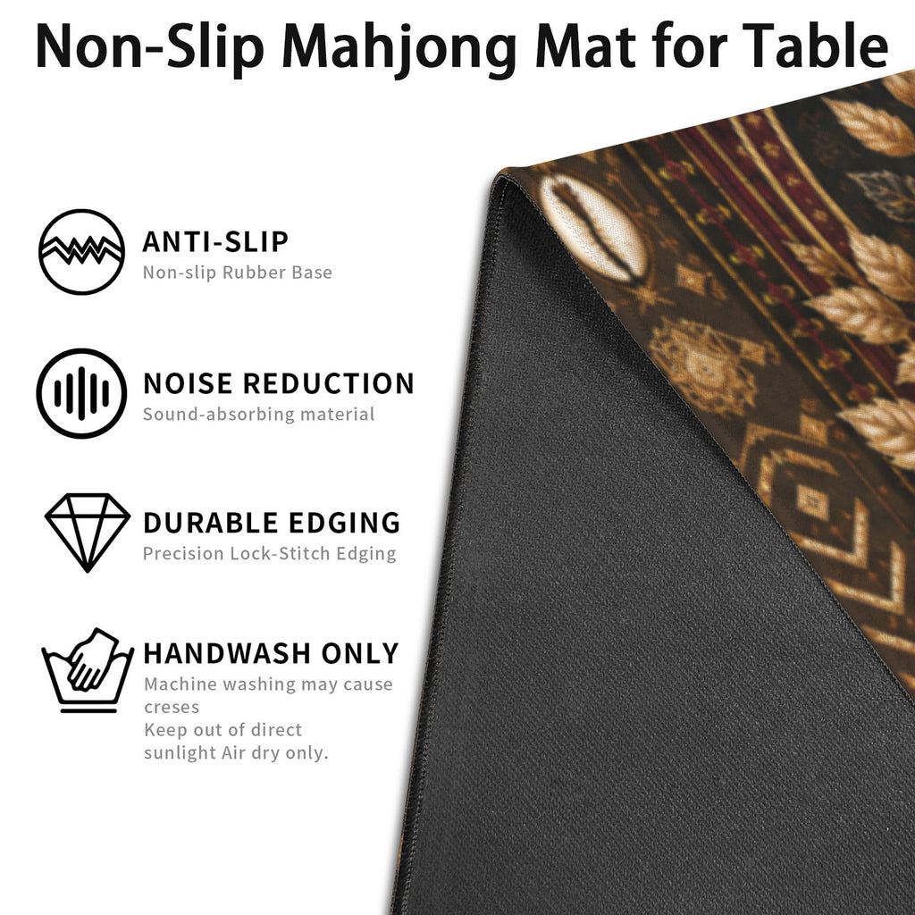 Rich and Rich Harmony Heritage Mahjong Table Mat 33x33 Inch – Stitched Edge, Non-Slip Rubber Backing, 2mm Game Mat with Storage Bag - Rich and Rich Homeopportunities