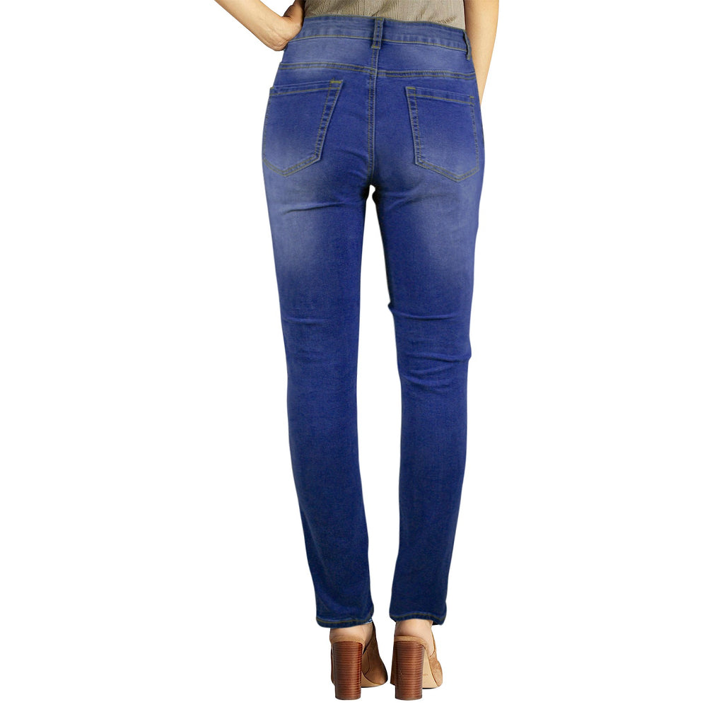 R&RH women's high waist button front jeans with front and back custom prints