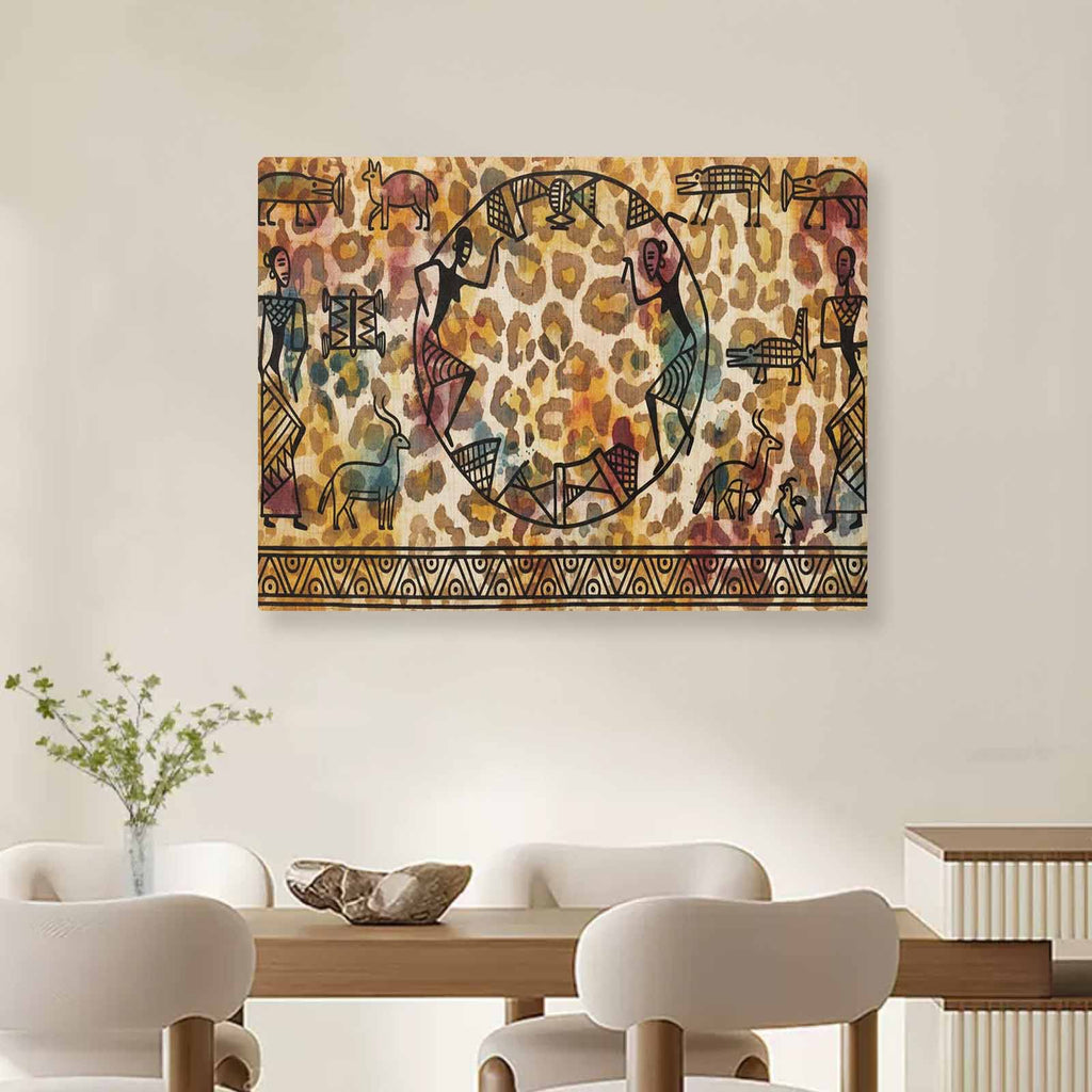 Rich and Rich African Abstract 32 x 24 Canvas Wall Art with vibrant colors and abstract design