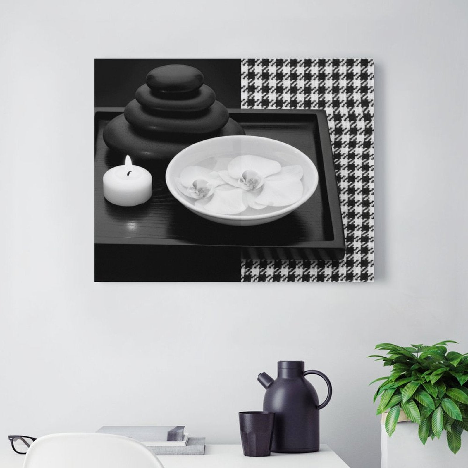 Rich and Rich Feng Shui Black White Canvas Print 16x20 Horizontal Wall Art