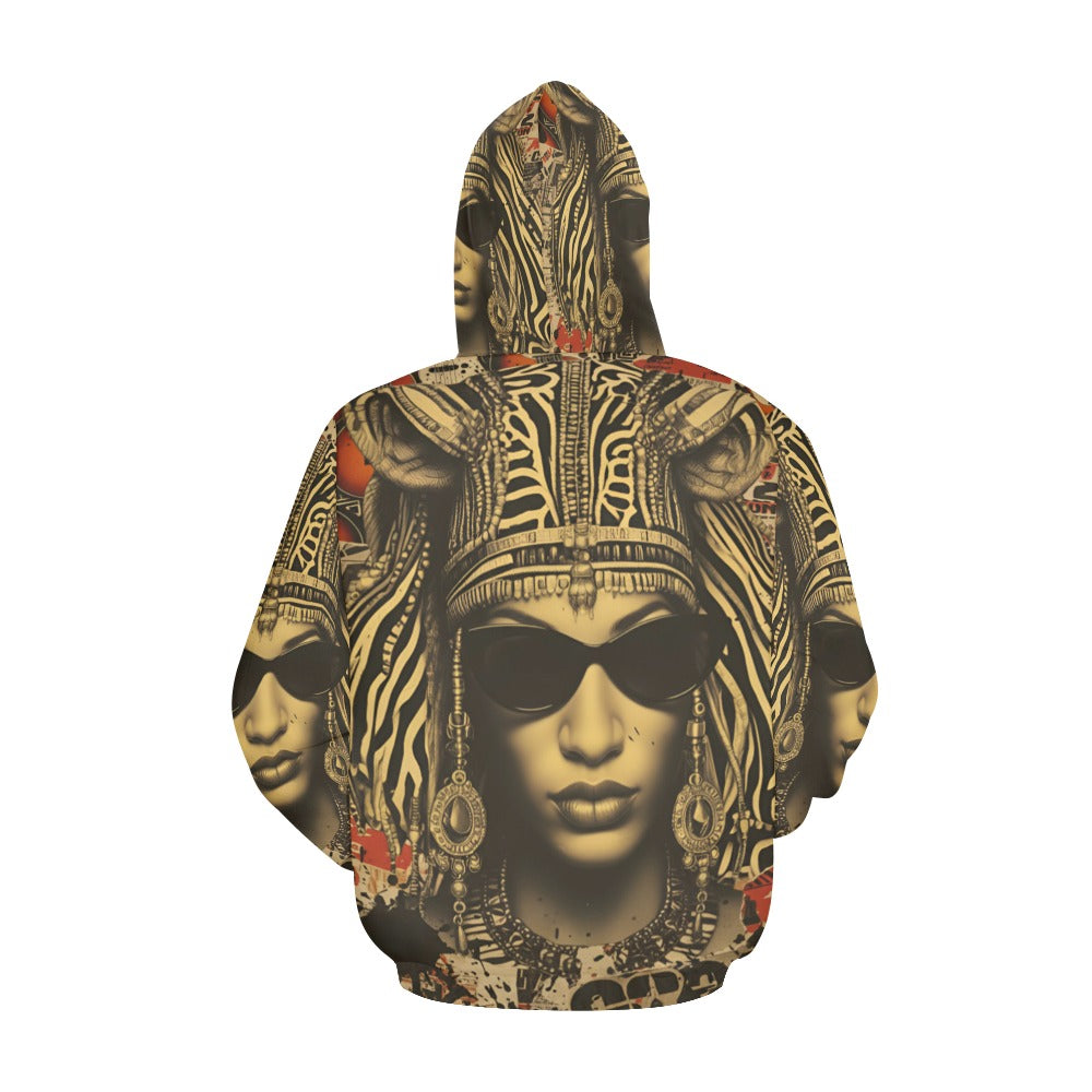 Rich and Rich Retro-Inspired Mixed Media Women's Brown Caricature Hoodie