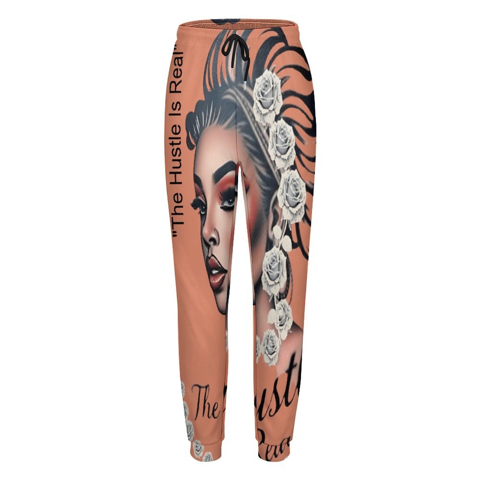 Rich and Rich The Hustle Is Real White Roses Women's Sweatpants with elastic waistband and pockets
