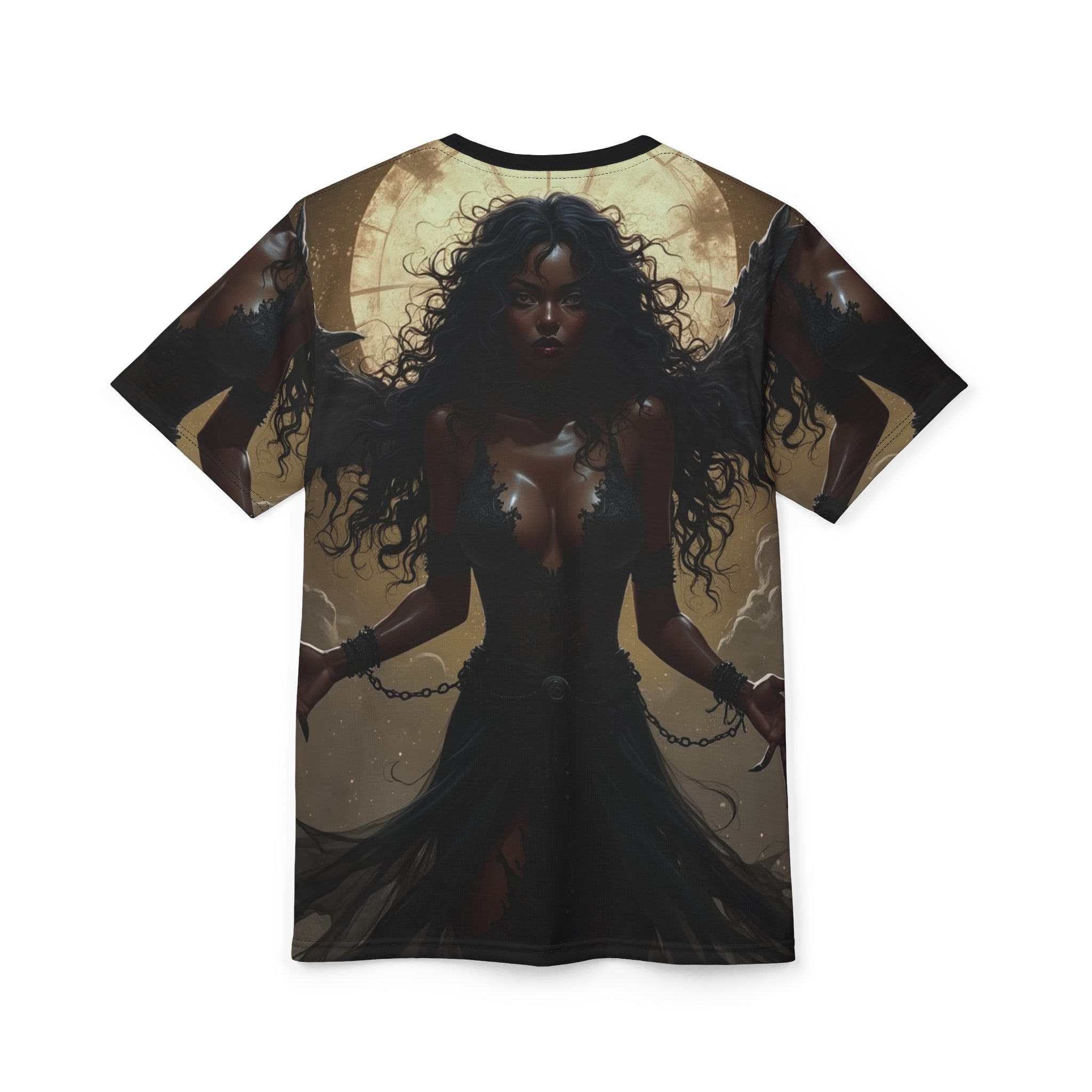 Gothic Angel Unisex Tee, AOP Graphic Tee, Unique Casual Wear, Dark Fantasy T-Shirt, Alternative Fashion Top