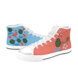 A Critter Kicks Girls Flamingo Coral Blue High Top Sneakers