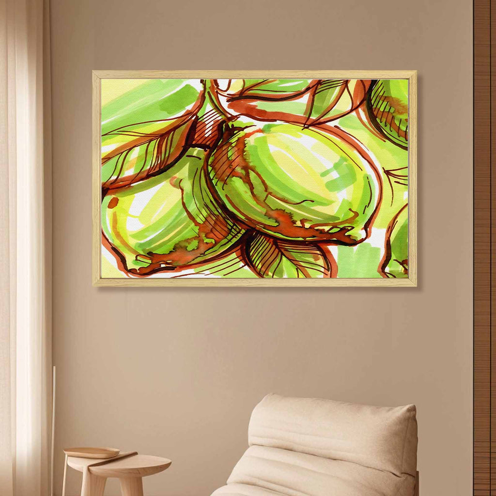 Rich and Rich Tropical Sketch  Natural Wood Frame Painting