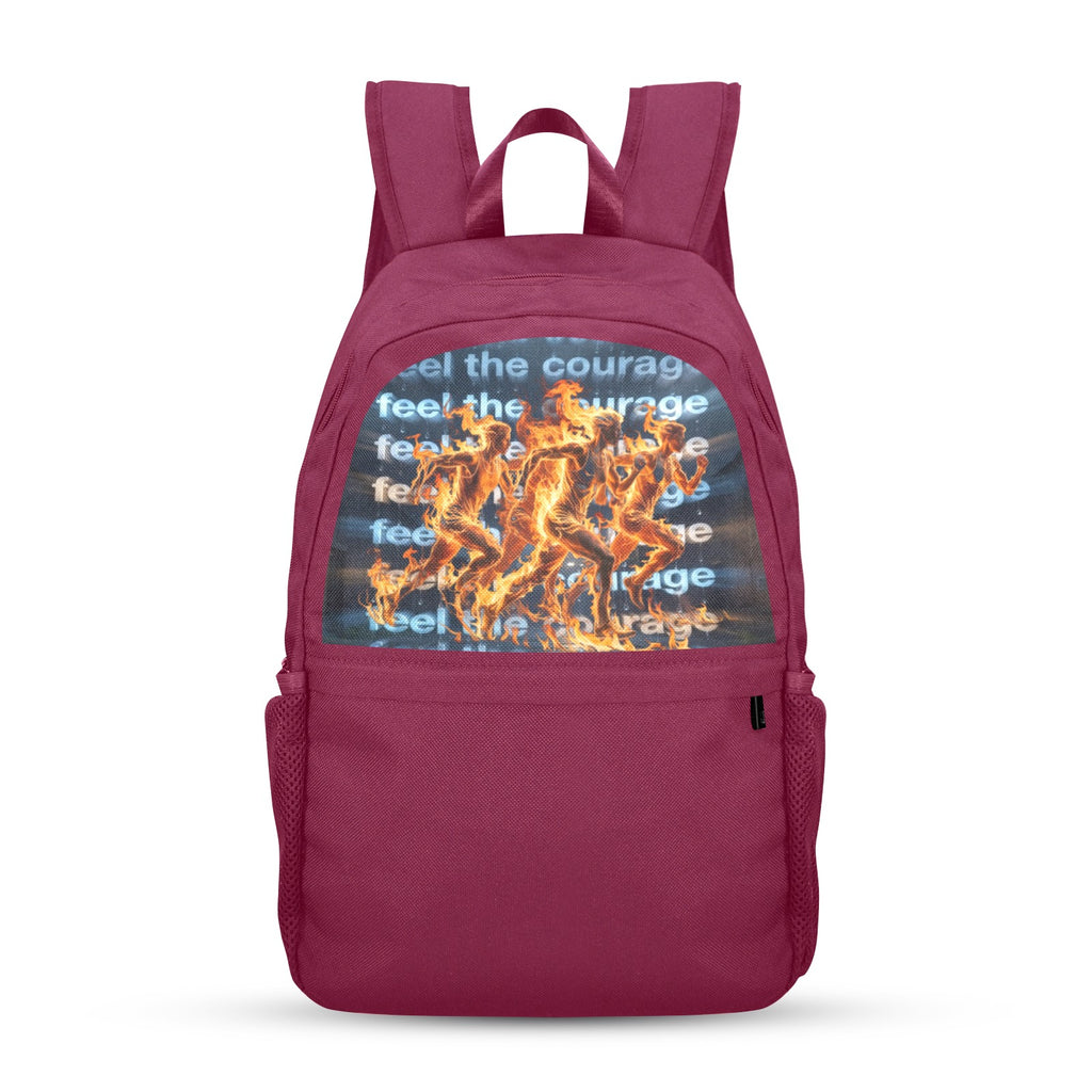 Rich and Rich Feel The Courage Track and Field Burgundy Unisex Backpack | Durable Travel &amp; School Bag