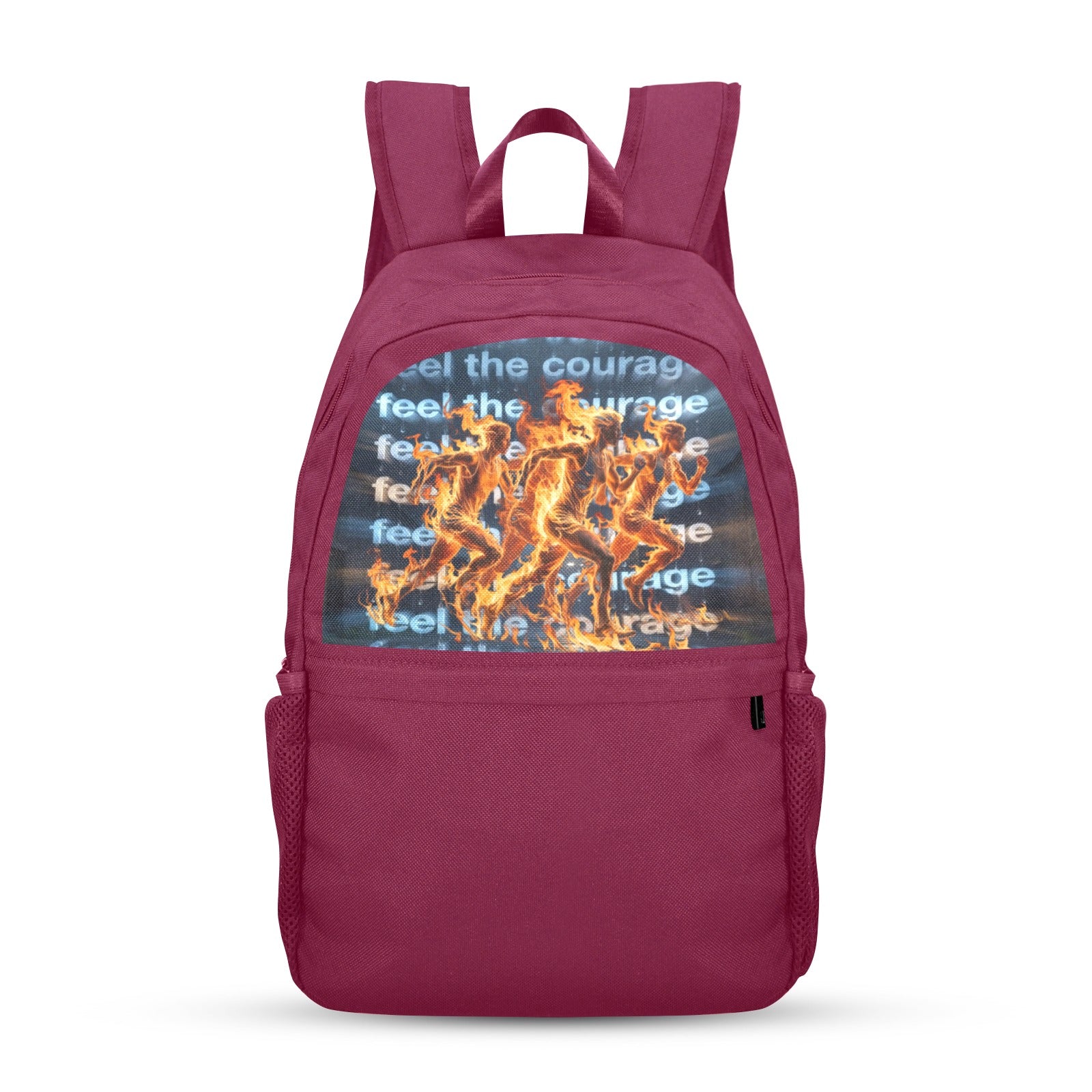 Rich and Rich Feel The Courage Track and Field Burgundy Unisex Backpack | Durable Travel &amp; School Bag