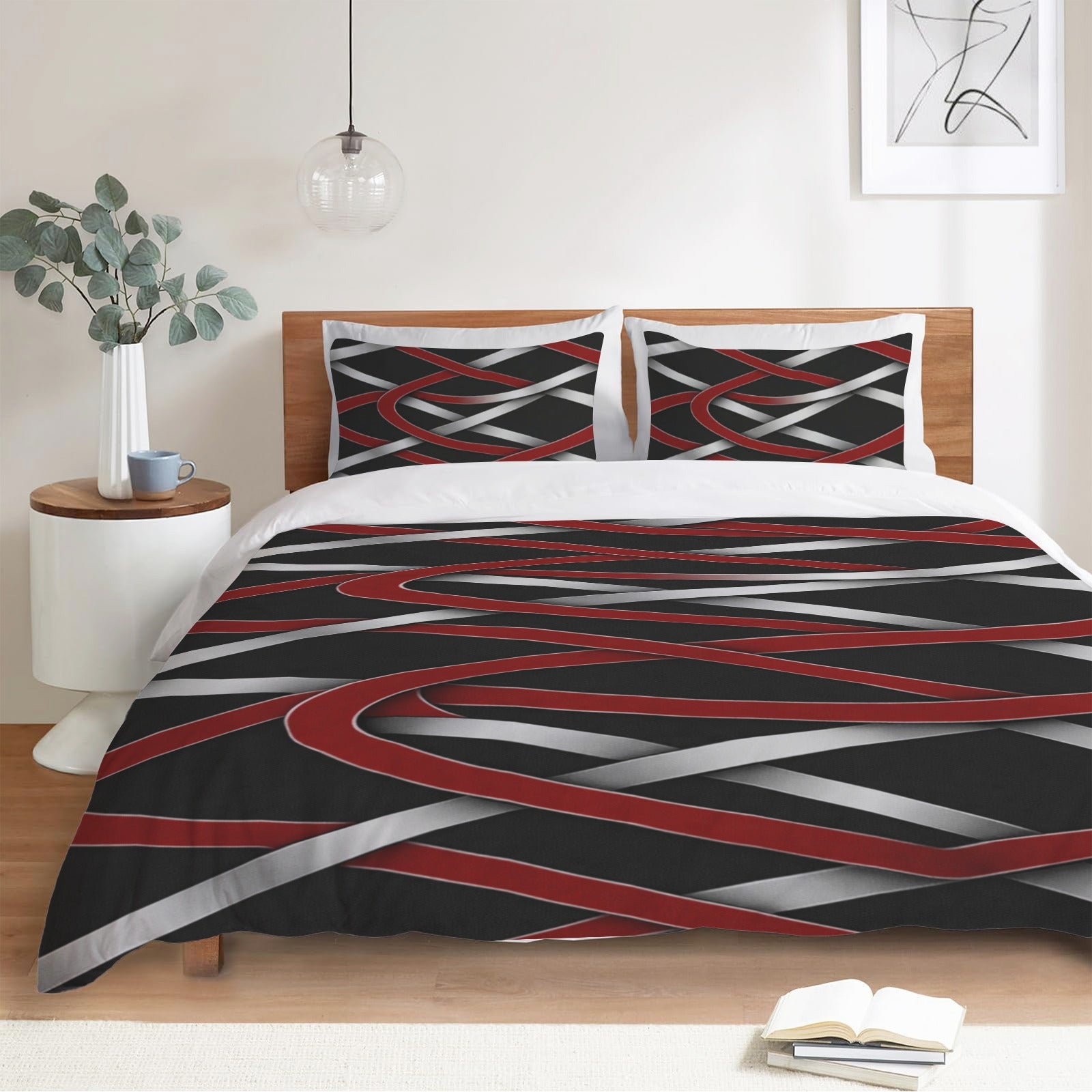 Rich and Rich Black Abstract Pattern 3 Piece Bed Set | Soft 3-Piece Bedding Set 94x104 Inch