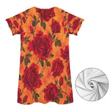 Rich and Rich Crimson Roses on Tangerine Women's Dress