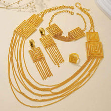 Load image into Gallery viewer, 18K Gold-Plated 5-Piece Multi-Layer Tassel Jewelry Set for Weddings
