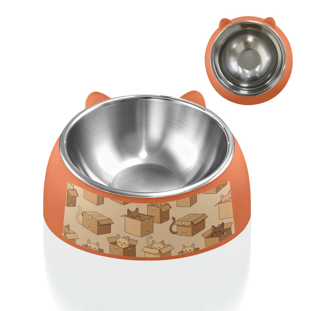 Rich and Rich Cat In The Box Orange Pet Bowl - Rich and Rich Homeopportunities