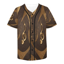Load image into Gallery viewer, R&amp;RH Gold Leopard Musical Notes Baseball Men&#39;s Jersey All Over Print Baseball Jersey for Men (Model T50)
