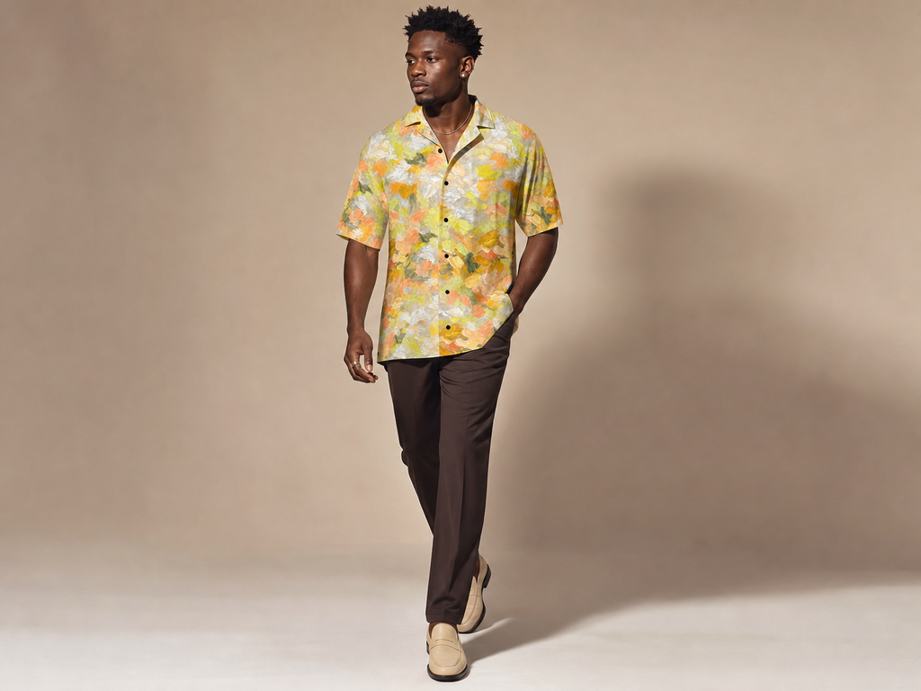 Rich and Rich Men's Yellow Sunshine Designer Shirt