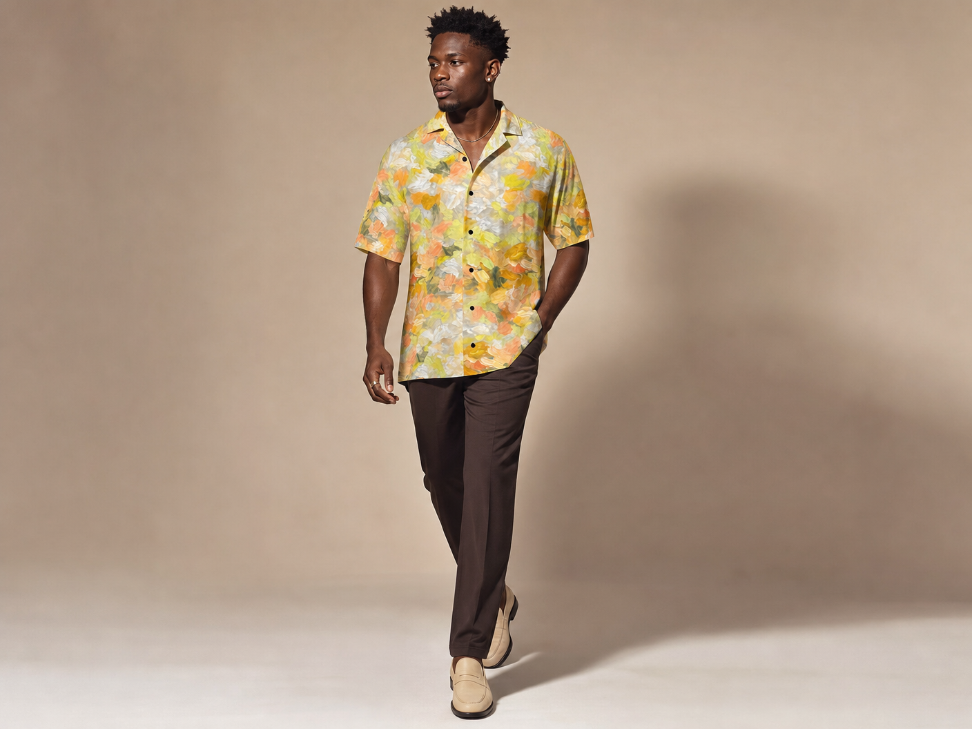 Rich and Rich Men's Yellow Sunshine Designer Shirt