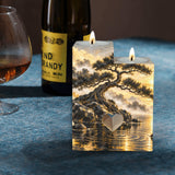 Rich and Rich Black Pine Beneath a Golden Sun  Wooden Candle Holder