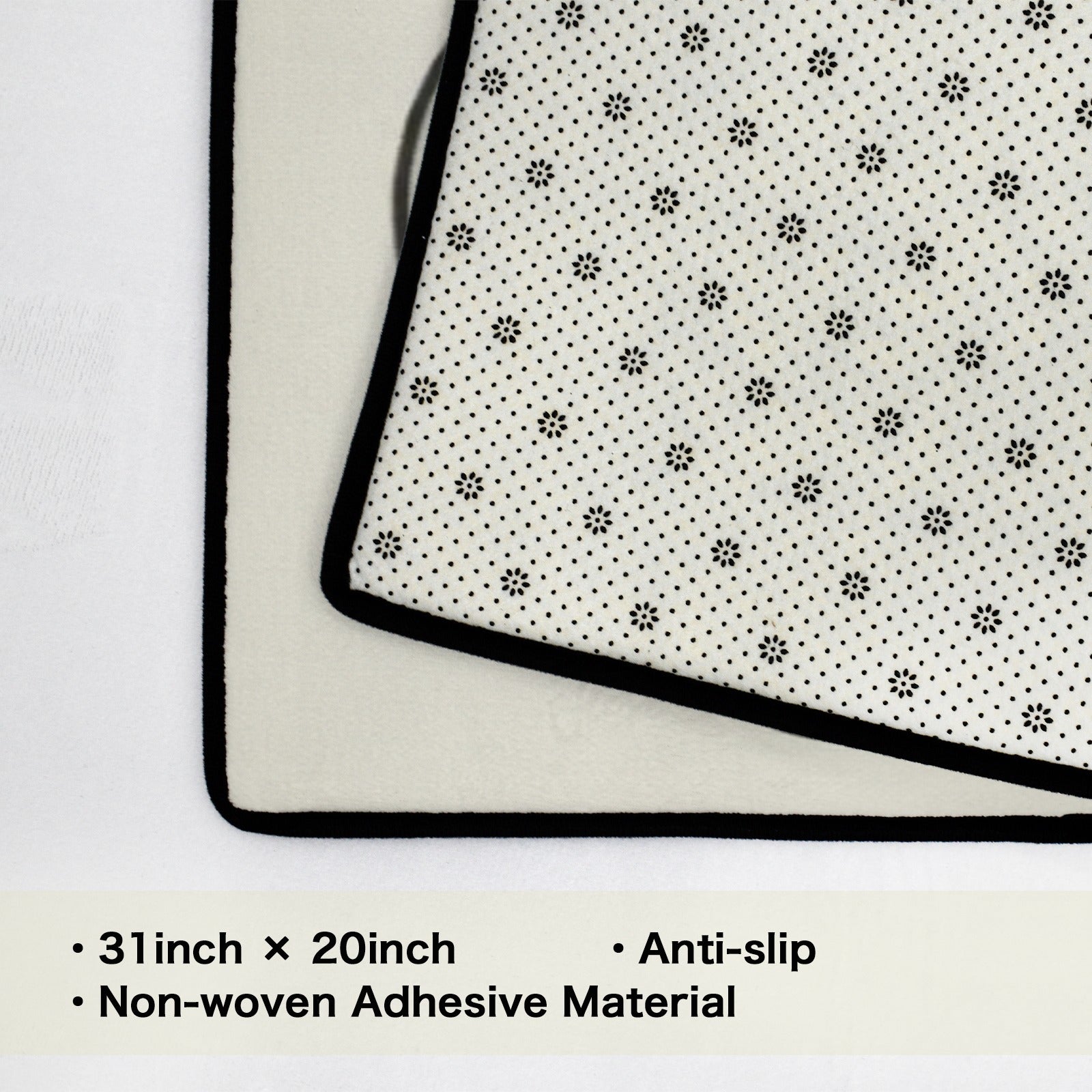 Rich and Rich Black White Feng Shui Area Rug with Black Binding 31x20 in modern home setting