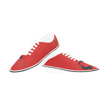 Load image into Gallery viewer, R&amp;RH Woman With Rose Womens Red Low Top Designer Sneakers Classic Women&#39;s Canvas Low Top Shoes (Model E001-4)
