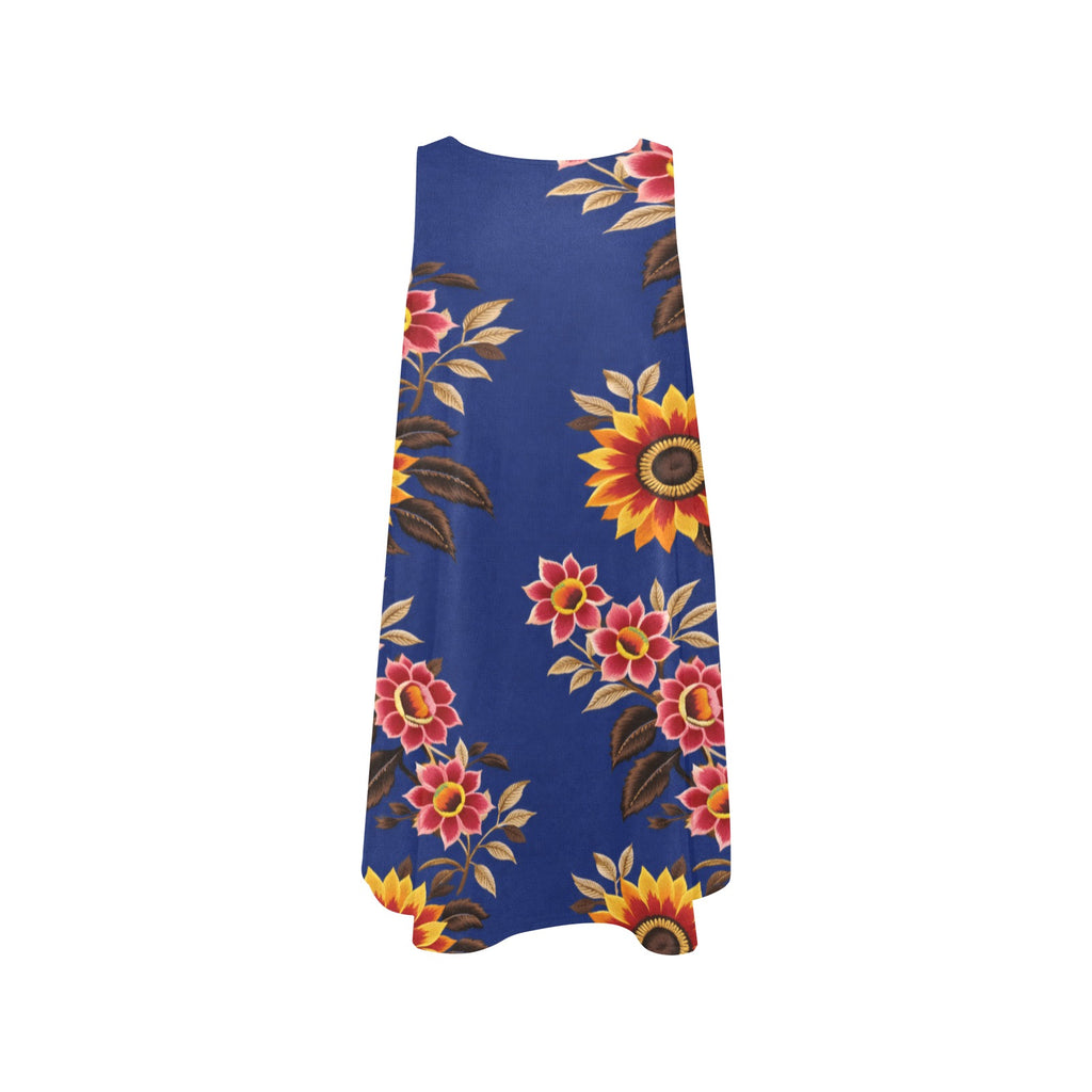 A Rich and Rich Sunflower Blue Sleeveless A-Line Pocket Dress