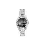Men's stainless steel analog watch with San Francisco bridge design and metal band