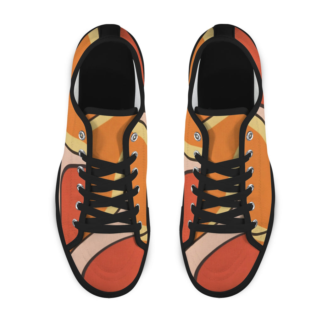 Rich and Rich Orange Abstract Women's Seattle Low Top Sneakers with black sole