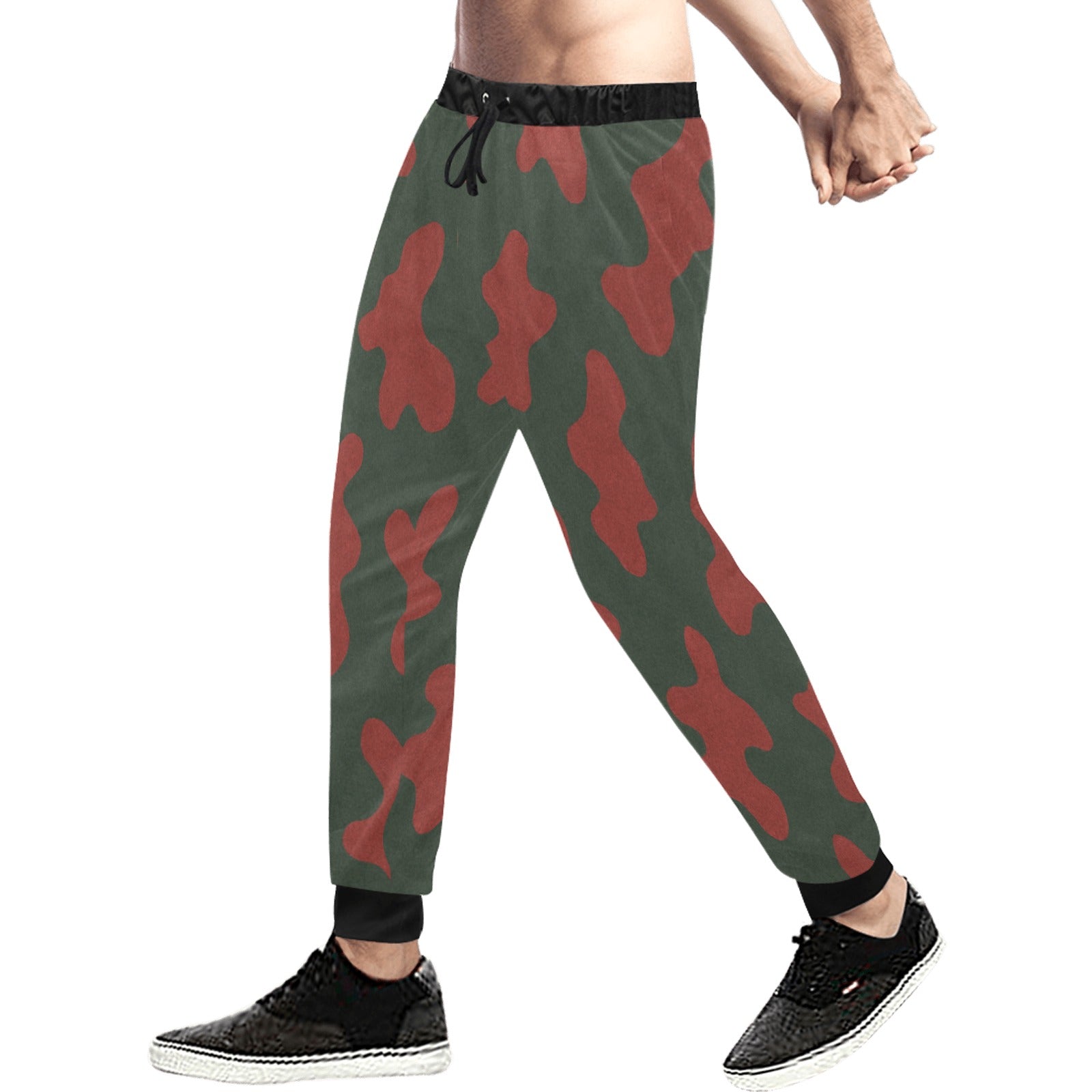 Rich and Rich Red Camo Men's Sweatpants with tapered fit and drawstring waistband