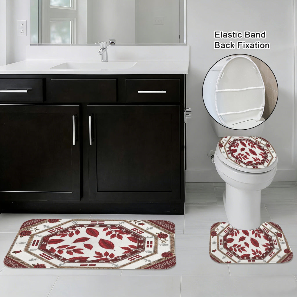 The Tribal Elegance Harmony Series – Crimson Oasis 3-Piece Bathroom Rug Set - Rich and Rich Homeopportunities